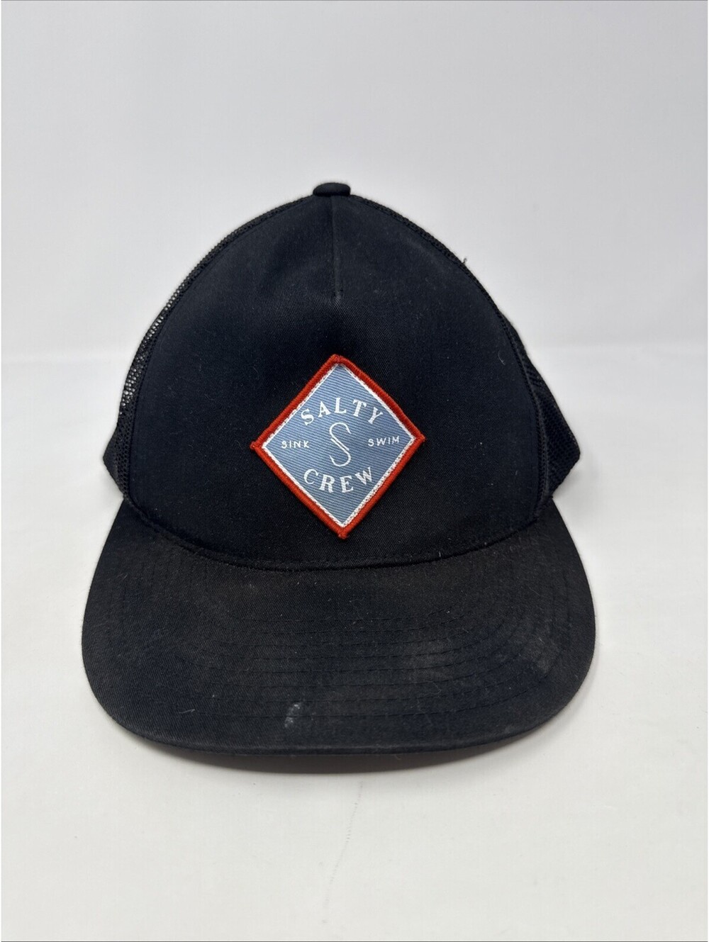 Salty Crew Black Mesh Trucker Baseball Cap Logo Adjustable Breathable Fishing